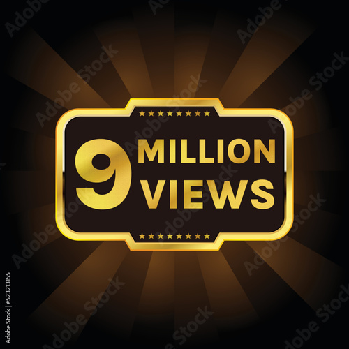 youtube 9 million views or 9m views banner vector