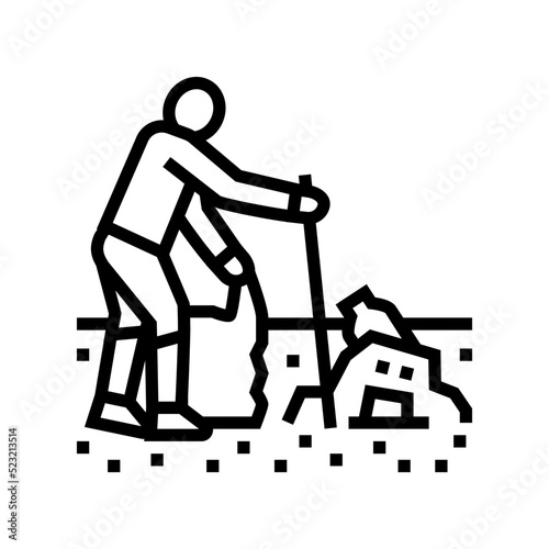 volunteer clean beach plastic line icon vector. volunteer clean beach plastic sign. isolated contour symbol black illustration