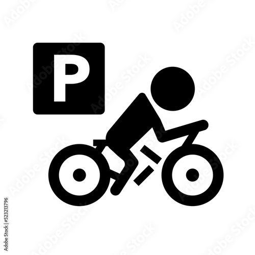 Bicycle pedaling and bicycle parking silhouette icon. Vector.