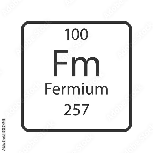 Fermium symbol. Chemical element of the periodic table. Vector illustration.