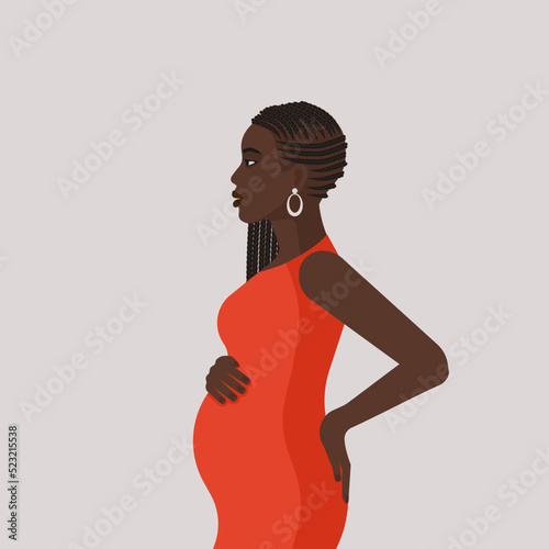 Pregnant african black woman illustration