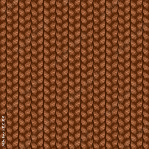 Brown braids knitting seamless pattern