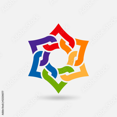Hexagram abstract symbol in rainbow colors
