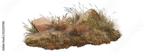 Meadows with boulders Autumn on a transparent background
