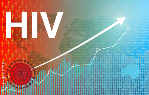 daily increasing hiv case background with graphs, numbers and world map.