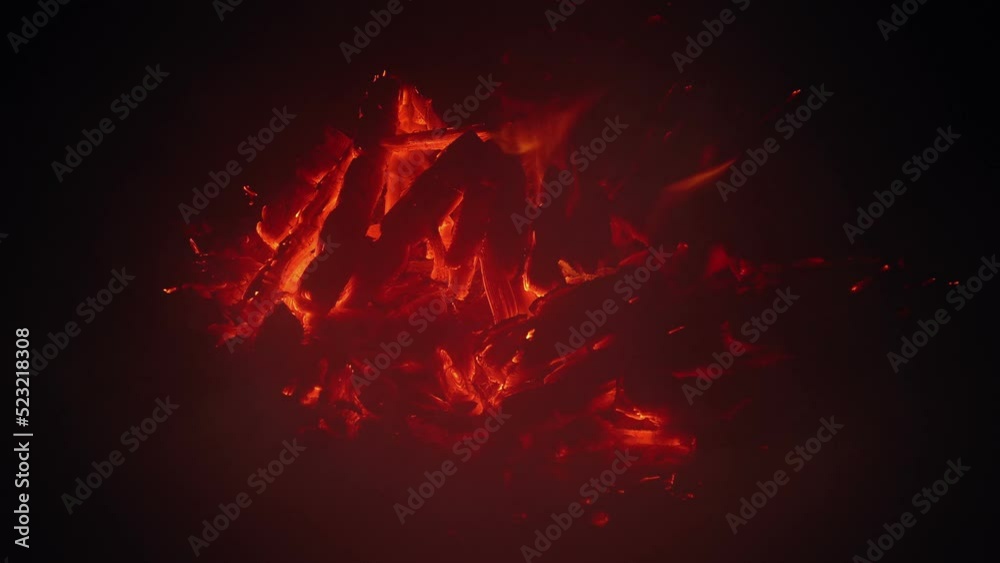 Smoky Red Fire Embers At Night Smoky Red Fire Embers At Night