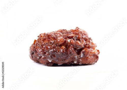 Glazed Apple Fritter Doughnut or Donut Isolated on White