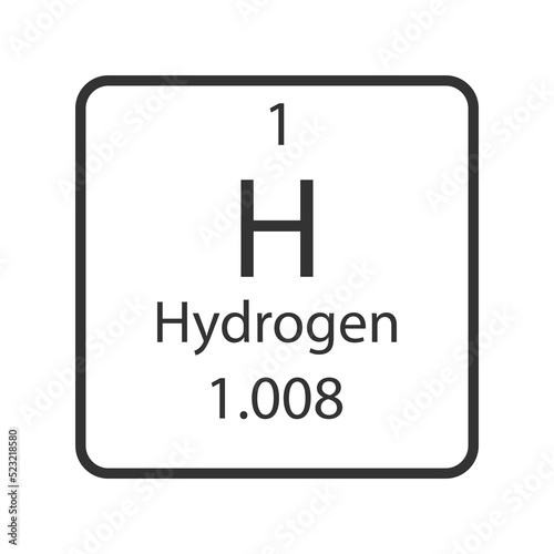 Hydrogen symbol. Chemical element of the periodic table. Vector illustration.