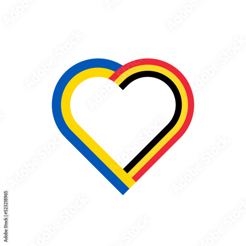 friendship concept. heart ribbon icon of ukrainian and belgian flags. vector illustration isolated on white background