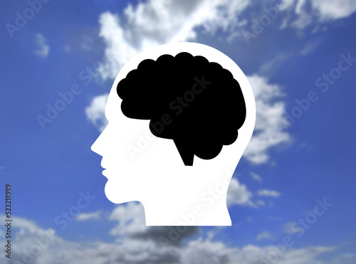 Fototapeta Naklejka Na Ścianę i Meble -  human adn mind icon isolated on blur sky background.
