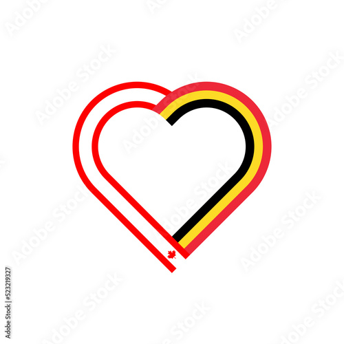 friendship concept. heart ribbon icon of canadian and belgian flags. vector illustration isolated on white background