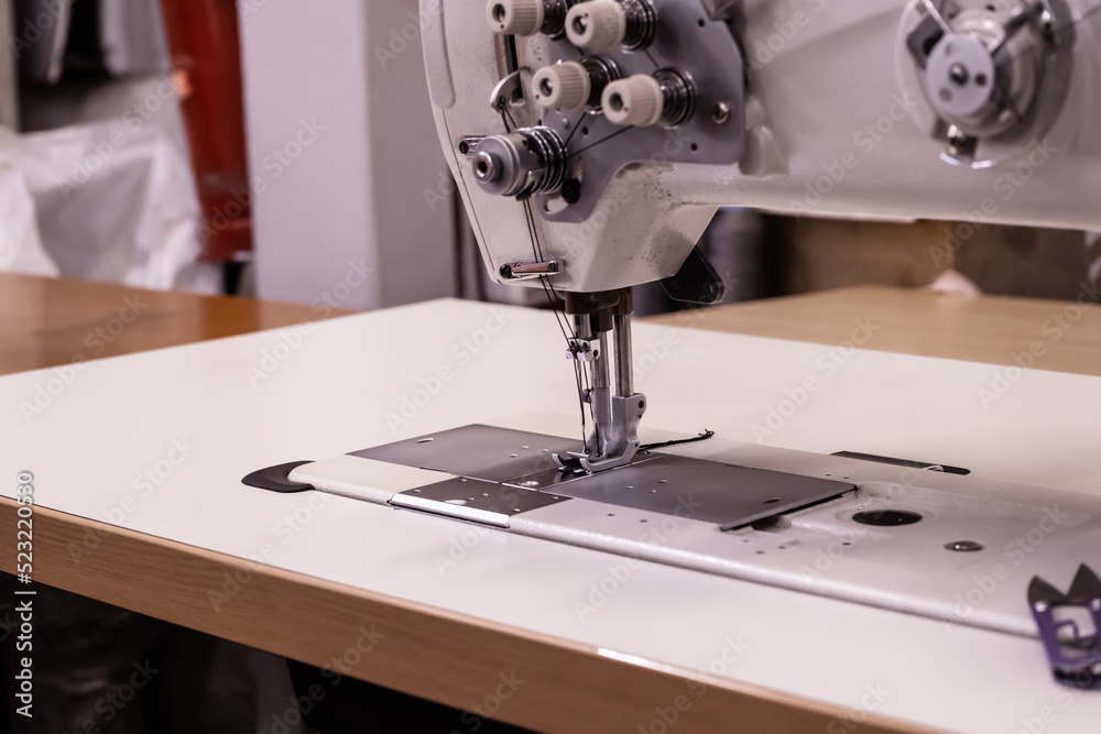 Sewing machine in the workshop