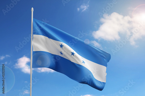 Bilde på lerret Flag of Honduras on blue sky. 3d illustration.
