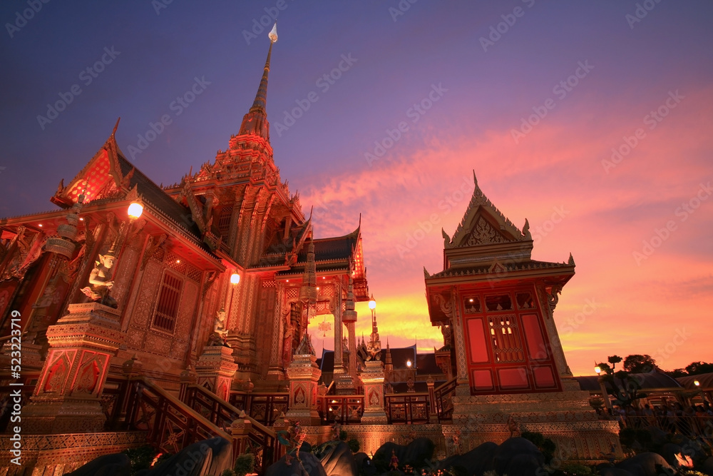 Fototapeta premium Royal funeral pyre for cremation ceremony at dusk, Bangkok