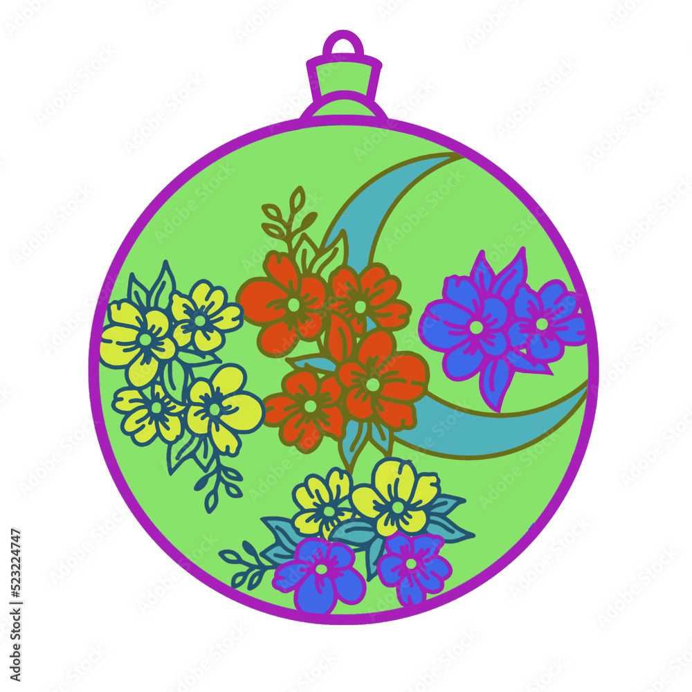 Floral ornaments, moon, Christmas ball, wedding, birthday template. Floral ornaments, moon, Christmas ball, wedding, birthday template.