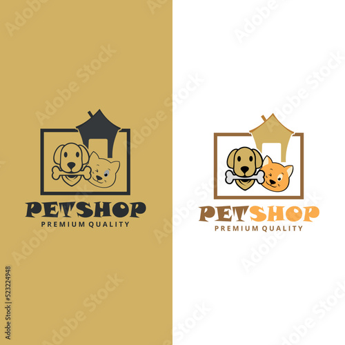 dog cat pet house shop logo vector. can use animal clinics, pet shop and veterinarian.