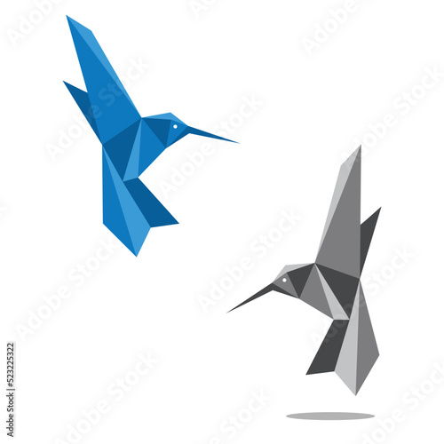 Origami humming bird geometric logo vector