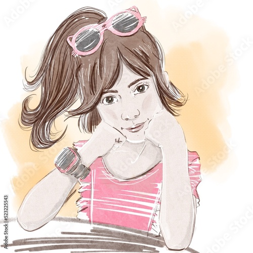 girl with sunglasses and a smartwatch