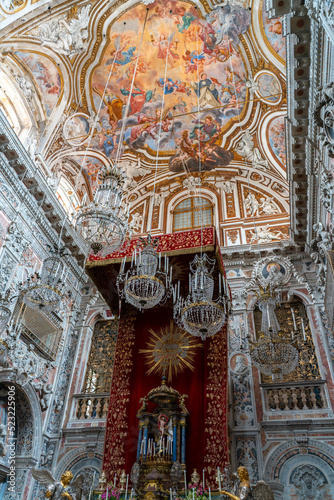 frescoed ceiling of a Baroque church in Palermo