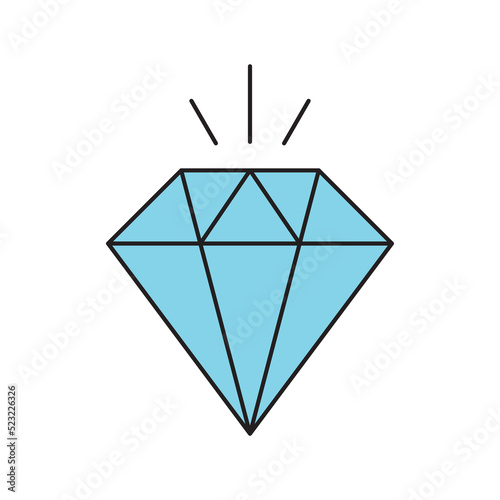 Diamont icon vector, Jewelry vector illustration, Gemstone symbol, blue Diamond black line icon. Diamond outline vector sign, EPS 10