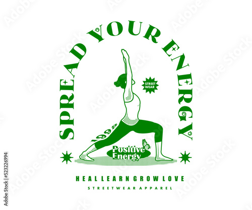 Vintage illustration of self healing meditation, yoga pose t shirt design, vector graphic, typographic poster or tshirts street wear and Urban style