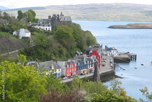 High angle view at an old town of Tobermory in Scotland