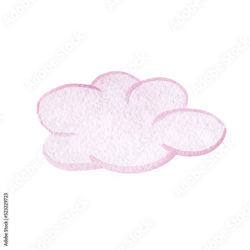 Watercolor pink cloud isolated on white