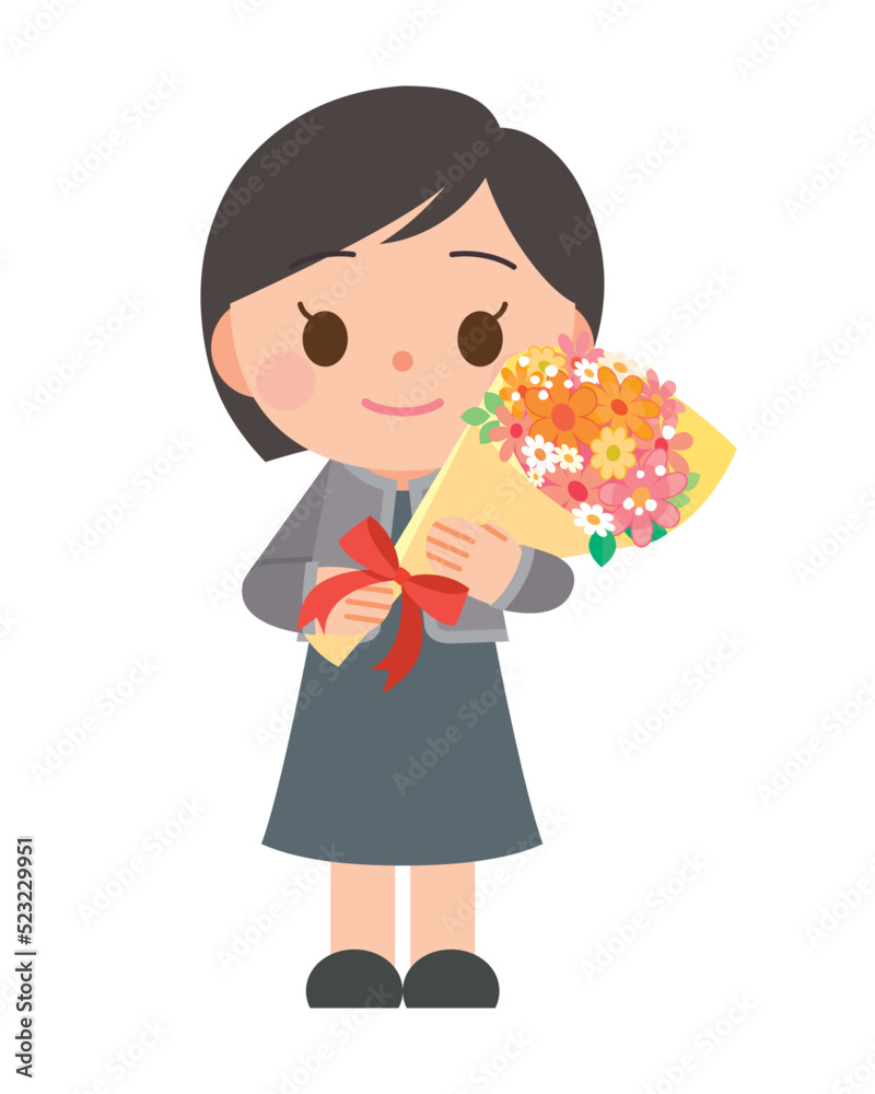 花束を持った女性