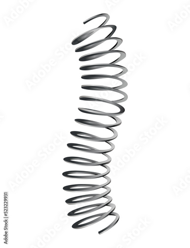 Metal spring. Spiral shape.  icon of swirl line or curved wire cord, shock absorber or equipment part. Repair spare part or flexible supplement photo