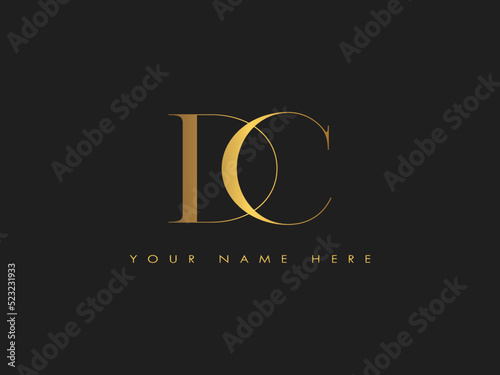 creative golden luxury DC, CD initial elegant letter monogram logo vector template
