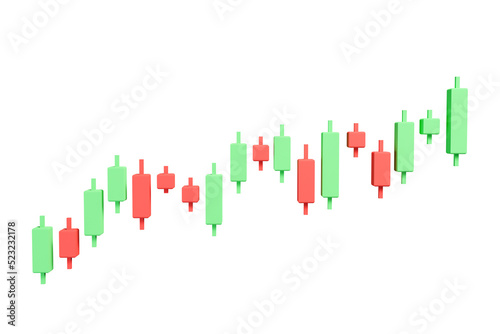 3d rendering Candlestick chart, financial and stock markets, Minimal concept trading cryptocurrency, investment trading, exchange, isometric, financial, index, Bullish, forex.