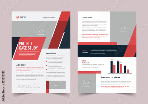 Business Case study flyer template, Case Study Booklet with creative layout, vector flyer