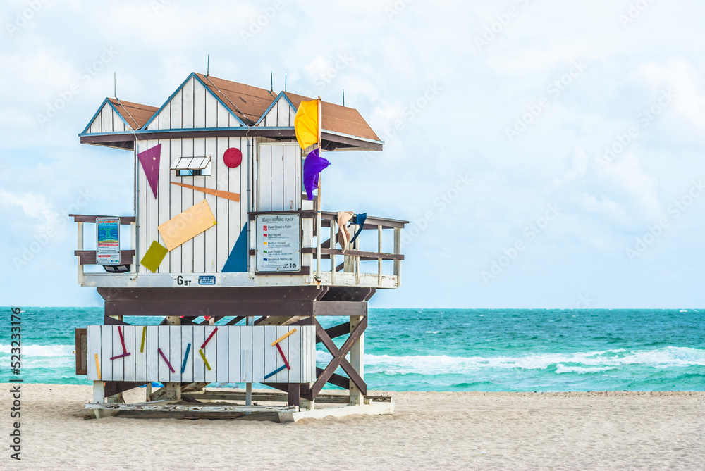 Lifeguard tower on the beach in Miami Beach Lifeguard tower on the beach in Miami Beach