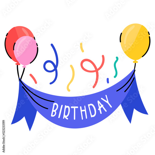 Beautiful doodle sticker of birthday bash 