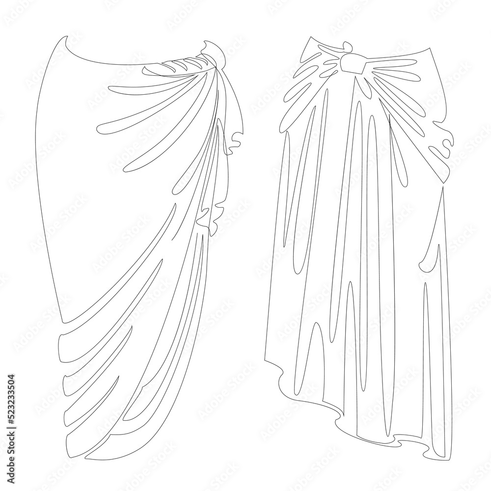 Silhouette of a girl's skirt. Women's clothing in a modern style one line. Solid line, decor outline, posters, stickers, logo. Vector illustration. Silhouette of a girl's skirt. Women's clothing in a modern style one line. Solid line, decor outline, posters, stickers, logo. Vector illustration.
