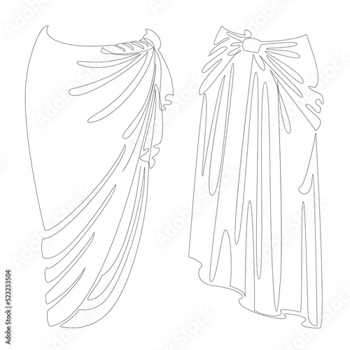 Silhouette of a girl's skirt. Women's clothing in a modern style one line. Solid line, decor outline, posters, stickers, logo. Vector illustration.