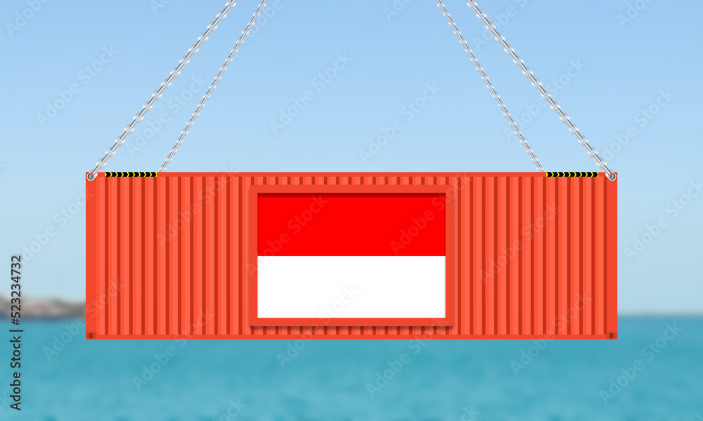 Samolepka import export in Indonesia background