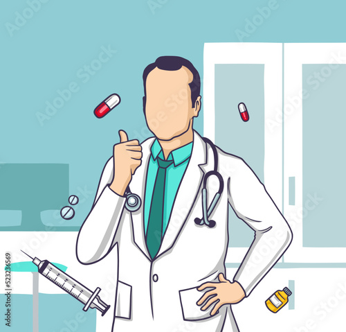 Male doctor in the office vector illustration