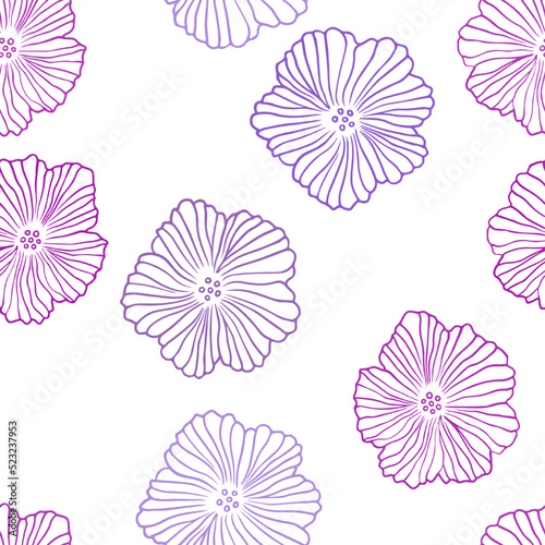 Light Purple  Pink vector seamless abstract pattern with flowers.