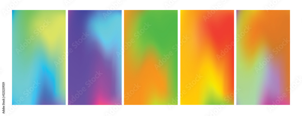 Colorful gradient collection background. holographic fluid Abstract bright set, Soft Color trendy, Modern screen Nature illustration for graphic design, banner, poster, mobile app, dynamic cover