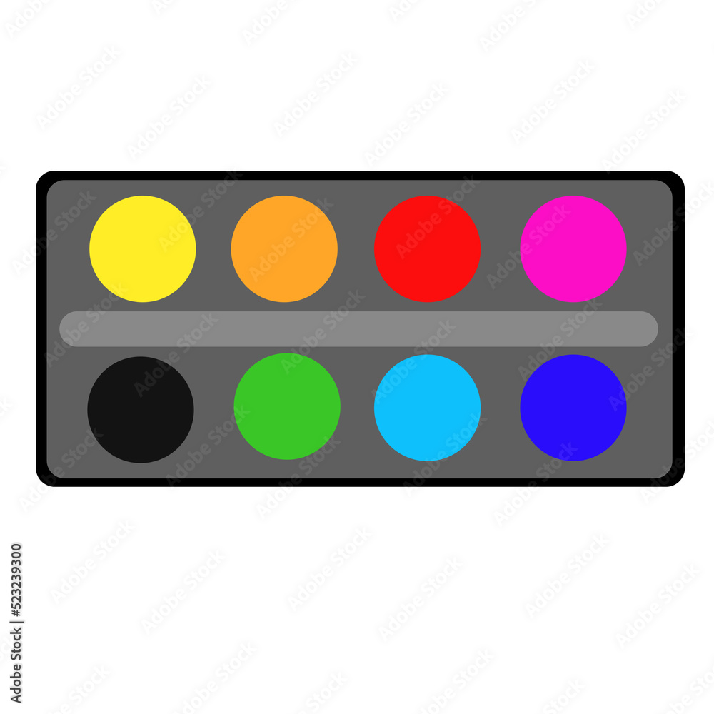 Watercolor paint school supplies illustration isolated on white background.
