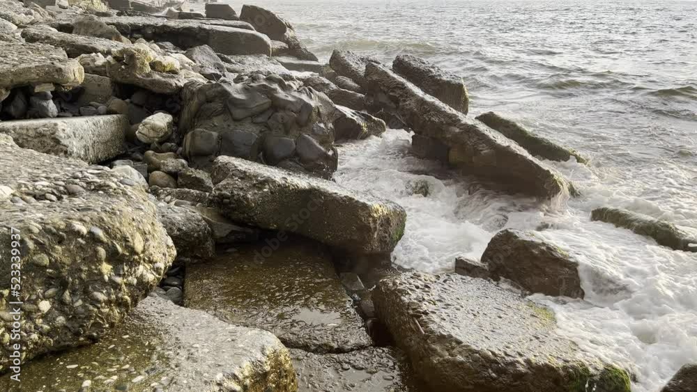black sea beach, stones and waves black sea beach, stones and waves