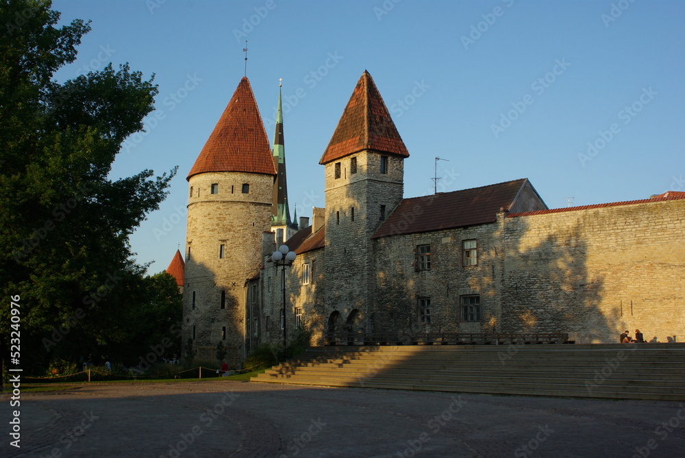 Towers of Tallinn old town in summer