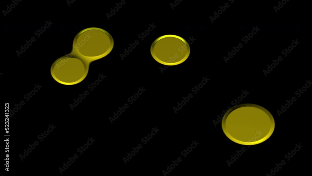 Graphic looping animation video with alpha channel with transparent background of gold Circles morphing and weaving. Graphic looping animation video with alpha channel with transparent background of gold Circles morphing and weaving.