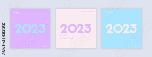 Cover design of 2023 happy new year. Strong typography. Colorful and easy to remember. Happy new year 2023 design poster.