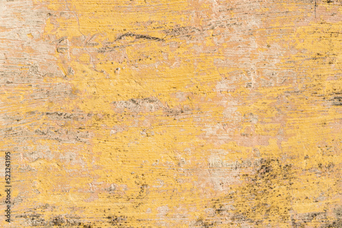 Old weathered yellow wall with rough texture and dirt. Rustic background