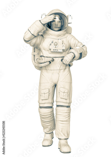 astronaut blinded in a white background
