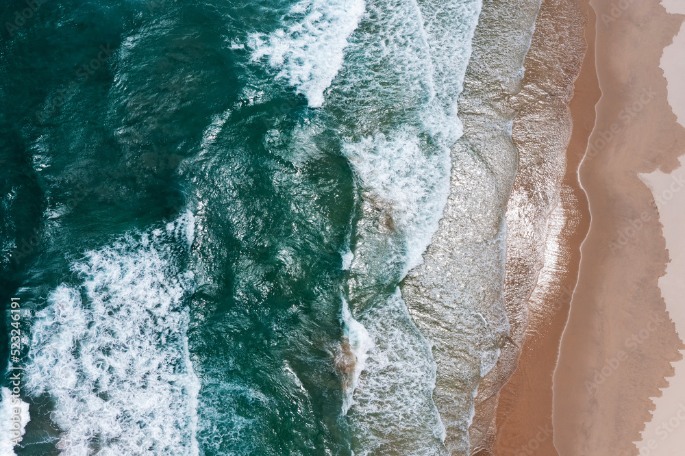 Aerial view of tropical beach with turquoise water at Tip of Borneo Kudat Sabah Borneo