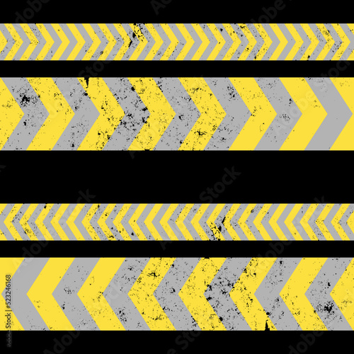 Yellow ribbon with black arrows. Warning, danger, caution, caution sign in yellow and black colors. 