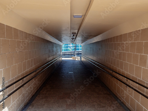 Underpass tunnel. Light at the end of the underpass tunnel